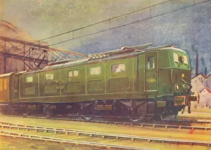 Greater Manchester Prints: New Electric Locomotive, L. N. E. R. leaving Manchester London Road Station, 1940