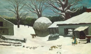 New England United States Of America Prints: New England Farm in Winter, 1850 or after. Creator: Unknown