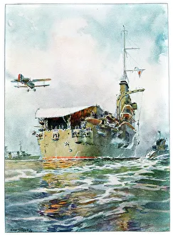 Landing Prints: New fleet of combat aircraft carriers, French, 20th century. Artist: Albert Sebille