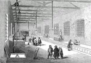 Trolley Gallery: New foreign baggage warehouse, St. Katherines Docks, 1845. Creator: Unknown
