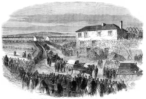Industrial Accident Prints: The New Hartley Pit Calamity: the funeral procession leaving Colliery Row for Earsdon