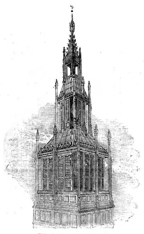 The New Houses of Parliament - Ventilating Shaft, River Front, 1854. Creator: Unknown