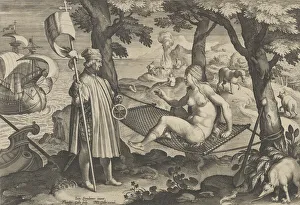 Compass Collection: New Inventions of Modern Times [Nova Reperta], The Discovery of America, plate 1, ca