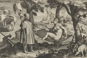 New Inventions of Modern Times [Nova Reperta], The Discovery of America, plate 1, ca
