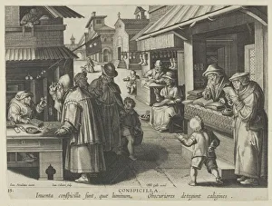 New Inventions of Modern Times [Nova Reperta], The Invention of Eyeglasses, plate 15... ca. 1600. Creator: Jan Collaert I