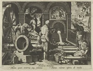 New Inventions of Modern Times [Nova Reperta], The Invention of Gunpowder, plate 3, ca... ca. 1600. Creator: Jan Collaert I