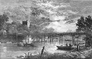 Cast Iron Prints: New iron bridge over the Thames at Cookham, 1868. Creator: Unknown