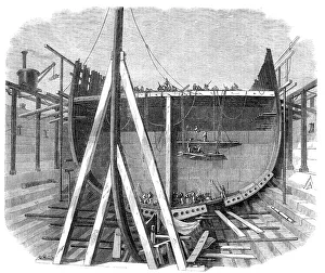 Graving Dock Prints: The new iron-clad fleet: framing of Her Majesty's steam-frigate Achilles