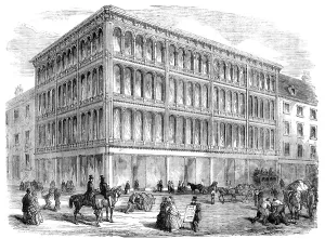 Shop Window Prints: New Iron and Glass Warehouse at Glasgow, 1856. Creator: Unknown