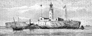 Lighthouse Prints: New lighthouse on the Brothers Rocks, Red Sea, 1883. Creator: Unknown