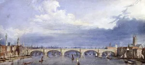 The Monument Prints: New London Bridge, London, 1829. Artist: Augustus Charles Pugin