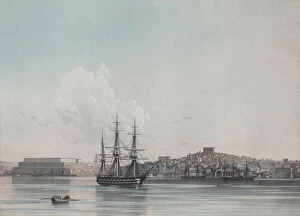 Aivazovsky Collection: New Marine Barracks and Inner Harbor of Sevastopol, 1850s. Artist: Aivazovsky