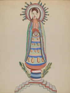 E Boyd Collection: New Mexico, 'Bulto', Polychromed Wooden Figure, 1935 / 1942. Creator: E. Boyd