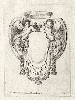 New Model for a Cartouche, 1647. Creator: Stefano Della Bella (Italian, 1610-1664)