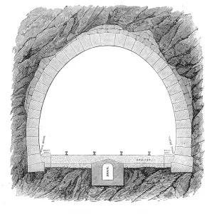 Drain Prints: The new overland route to India and the railway tunnel of the Alps:section of the tunnel