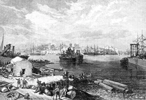 H Rc Prints: The new overland route to India: town and port of Brindisi, 1869. Creator: Unknown