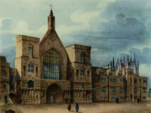 1st Baronet Prints: New Palace Yard and Entrance to Westminster Hall, 1947. Creator: T. Coney