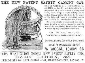 The New Patent Safety Canopy Cot, 1883. Creator: Unknown