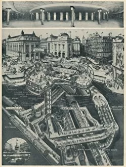 Hammerton Collection: A New Piccadilly Circus Below The Old As The Gateway to the Tubes, c1935. Artist: D Macpherson