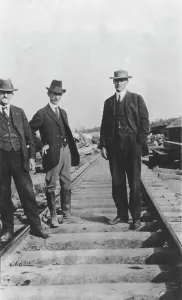 Carpenter Frank G Prints: At the new railroad left to right are: Mr