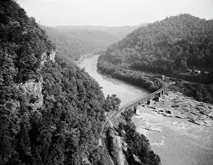Rail Road Prints: New River canyon, Gauley, W. Va. c.between 1910 and 1920. Creator: Unknown
