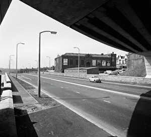 Streetlighting Prints: New road development beside the Old Market Hall, Mexborough, South Yorkshire, 1970