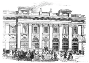 Sir William Prints: The new Royal Exchange - the north entrance, 1844. Creator: Unknown