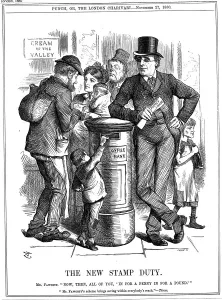 Postmaster General Collection: The New Stamp Duty, 1880. Artist: John Tenniel
