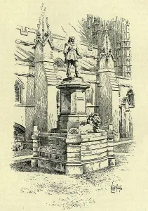 Archibald Primrose Prints: The New Statue of Cromwell in Front of Westminster Hall, c1900. Creator: Will B. Robinson