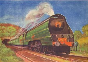 New Streamlined Express, Merchant Navy, S. R. leaving Honiton Tunnel, 1940