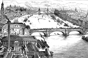 The New Tower Bridge, birds eye view, 1886. Creator: Unknown