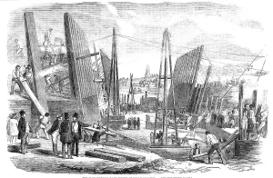 Navvies Prints: The New Victoria Dock Works, Plaistow Marshes, 1854. Creator: Unknown