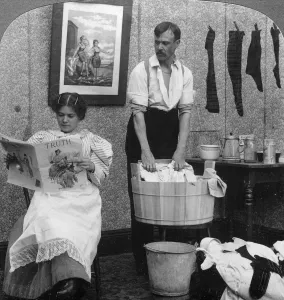 Washing Prints: The New Woman, Wash Day. Artist: American Stereoscopic Company