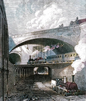Steam Locomotives Prints: New works on the Metropolitan Railway: entrance to the Clerkenwell Tunnel