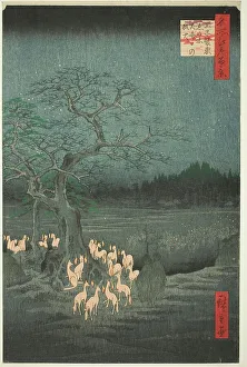 Dunald Mill Hole Prints: New Year's Eve Fox Fires at the Changing Tree (Oji shozoku enoki omisoka no kitsunebi)