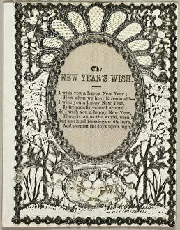 Greeting Gallery: The New Years WIsh (holiday card), c. 1840. Creator: John Windsor