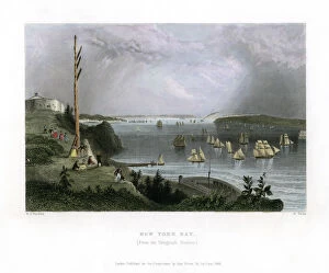 Images Dated 26th October 2007: New York Bay as seen from the Telegraph Station, USA, 1838. Artist: R Wallis
