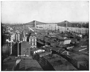 New York and the Brooklyn Bridge, late 19th century. Artist: John L Stoddard New York and the Brooklyn Bridge, late 19th century. Artist: John L Stoddard