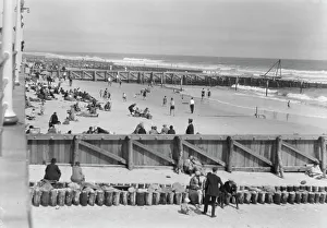 Sea Defences Prints: New York City views, Long Beach, 1927 Creator: Arnold Genthe
