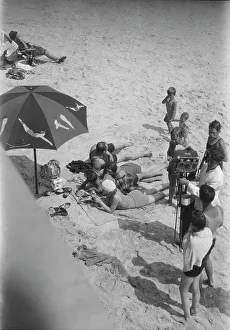 Sunbathing Prints: New York City views, Long Beach, 1927 Creator: Arnold Genthe
