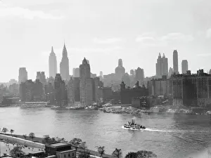 River Hudson Prints: New York City views, skyline, between 1931 and 1938. Creator: Arnold Genthe