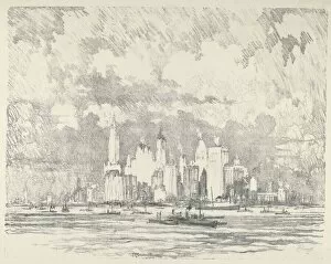 Pennell Joseph Gallery: New York From Ellis Island, 1910. Creator: Joseph Pennell