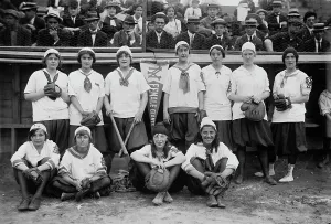 Catchers Mitt Prints: New York Female Giants (baseball), 1913. Creator: Bain News Service
