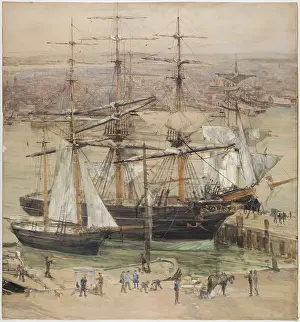 Harbour Front Prints: New York Harbor, 19th century. Creator: Jules Lessore