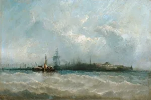 New York from the Harbor Showing the Battery and Castle Garden, 1858. Creator: Alfred Copestick New York from the Harbor Showing the Battery and Castle Garden, 1858. Creator: Alfred Copestick
