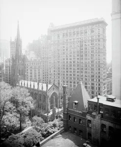 Skyscrapers Prints: New York, N.Y. Trinity churchyard and the skyscrapers