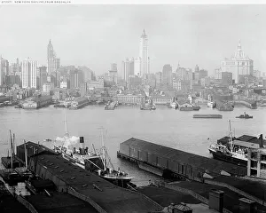 New York skyline from Brooklyn, between 1900 and 1920. Creator: Unknown