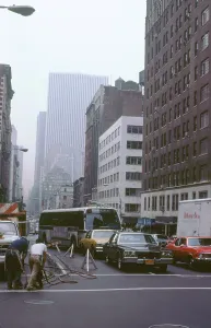 Smog Prints: New York street, roadworks causing congestion