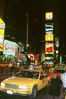 Taxi Prints: New York taxi at night 1995