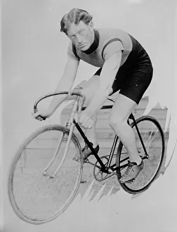 Cycling Prints: New Zealand cyclist, Fred Jumbo Wells on bike